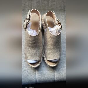 Catherines Shimmery Gold Open-Toe Wedge Sandals